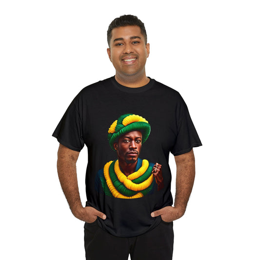 Black Man Jamaican Colors T-shirt - Unisex Heavy Cotton Tee