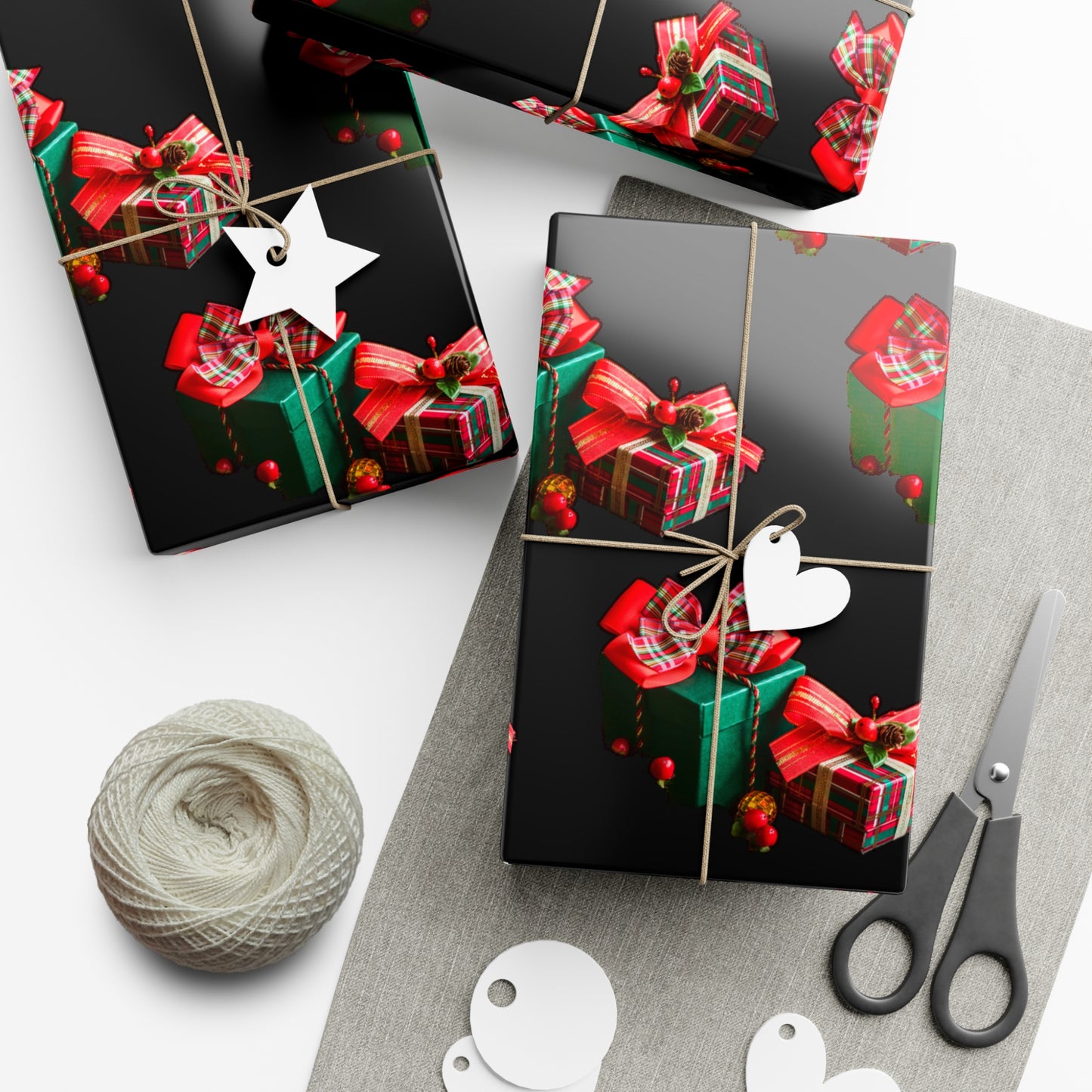 Black Christmas Gift Wrapping Paper